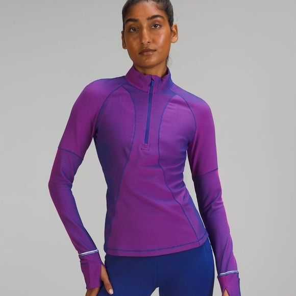 lululemon athletica Tops - Lululemon - Two-Tone Ribbed Running Half Zip, Size 8, Worn Once